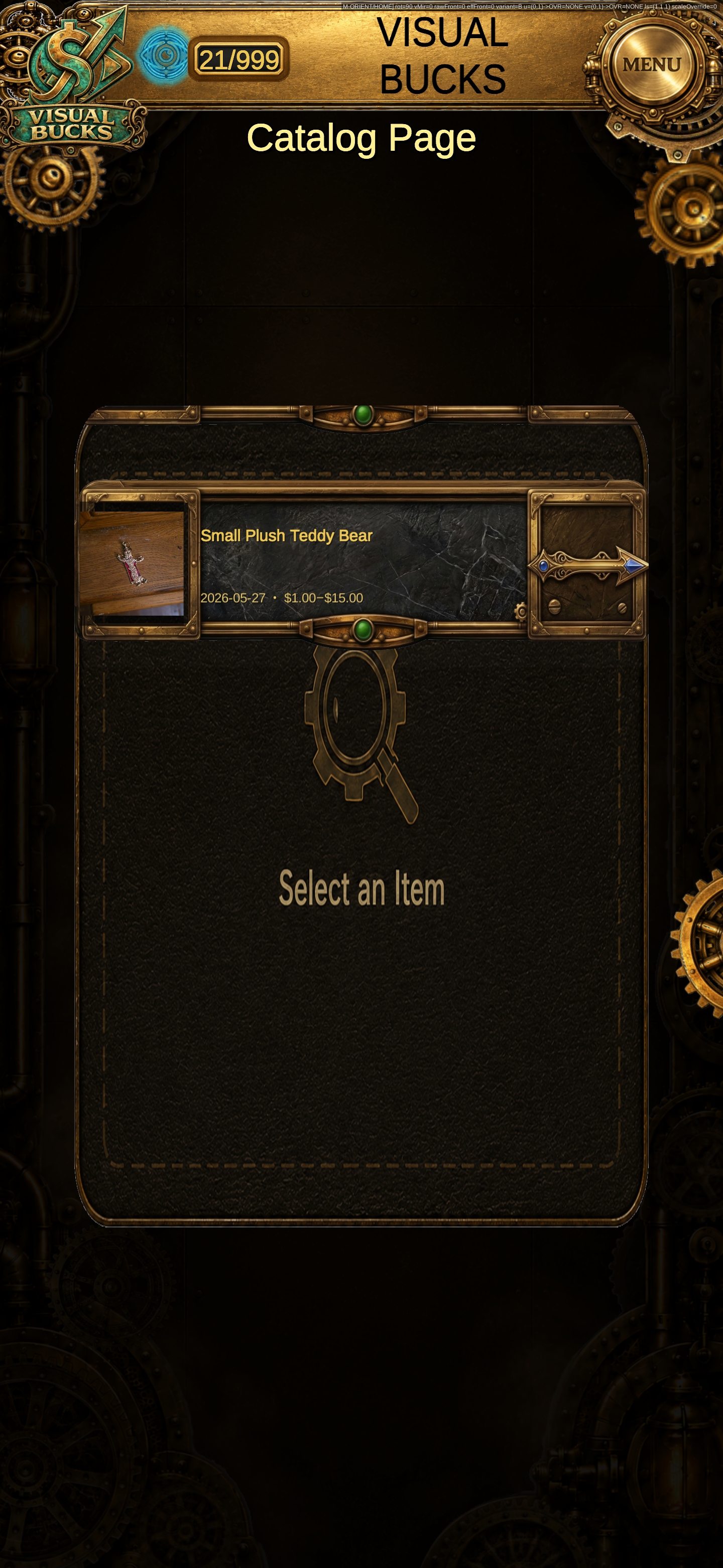 VisualBucks catalog page showing saved scan history
